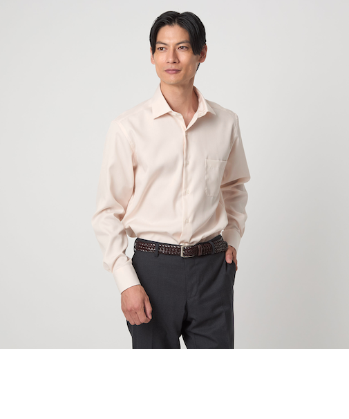 コットン ナローストライプ ワイドカラー ドレスシャツ -イージーアイロン-