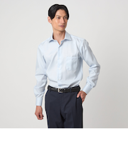 コットン ナローストライプ ワイドカラー ドレスシャツ -イージーアイロン-