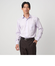 コットン ナローストライプ ワイドカラー ドレスシャツ -イージーアイロン-