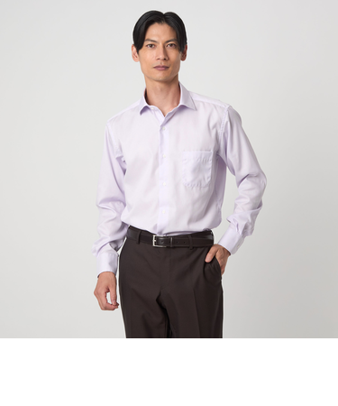 コットン ナローストライプ ワイドカラー ドレスシャツ -イージーアイロン-