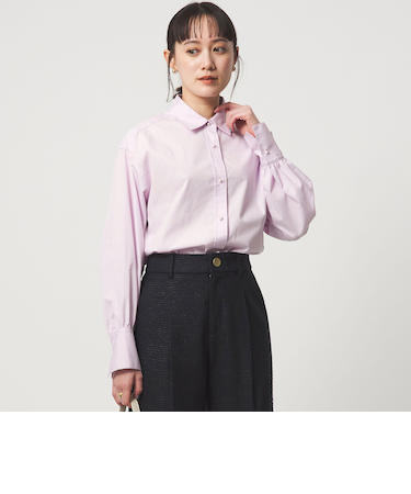 フェイクパールボタン シャツ