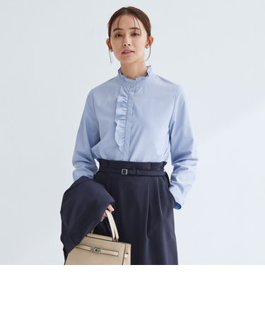 フリル ディテール ブラウス マシンウォッシャブル UVカット