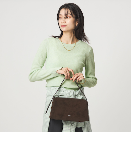 リブ ニット クルーネック プルオーバー ウォッシャブル｜グリーン