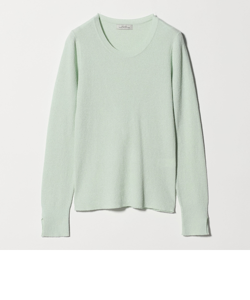 リブ ニット クルーネック プルオーバー ウォッシャブル