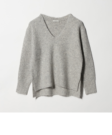 アルパカブレンド アゼ Vネック プルオーバー ニット
