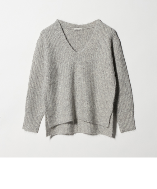 アルパカブレンド アゼ Vネック プルオーバー ニット