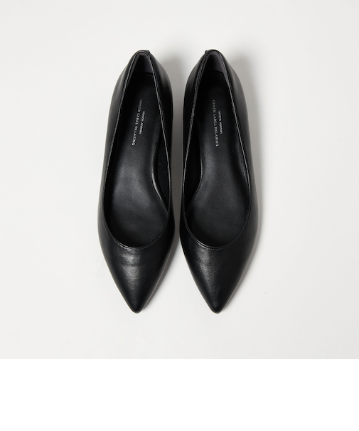 ポインテッド メタルライン フラットパンプス 撥水