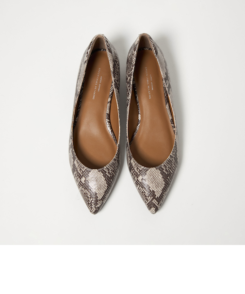 ポインテッド メタルライン フラットパンプス 撥水