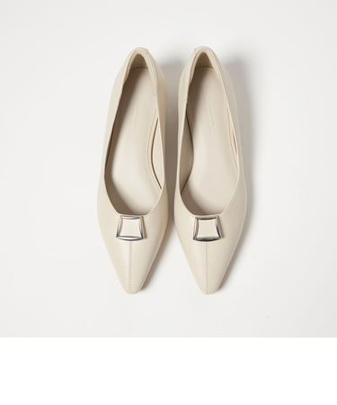 ポインテッド バックル パンプス 晴雨兼用 撥水