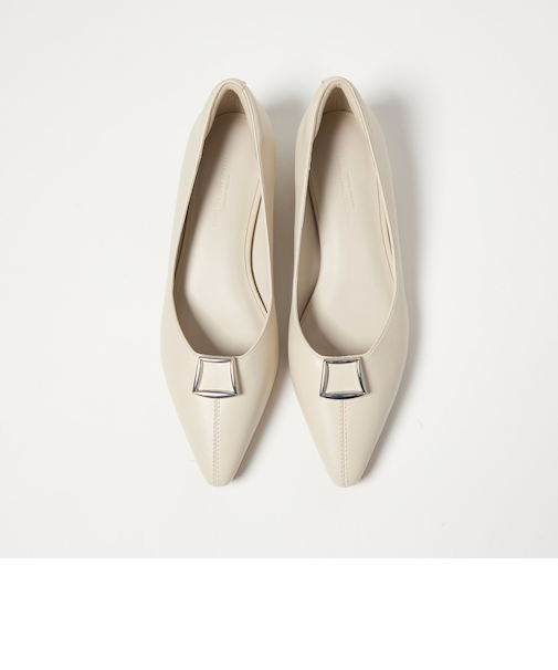 ポインテッド バックル パンプス 晴雨兼用 撥水