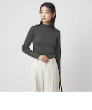 ラメ リブ ボトルネック ニット プルオーバー 2  ウォッシャブル