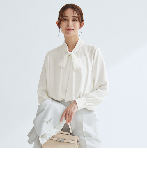 トロミ ボウタイ ブラウス マシンウォッシャブル