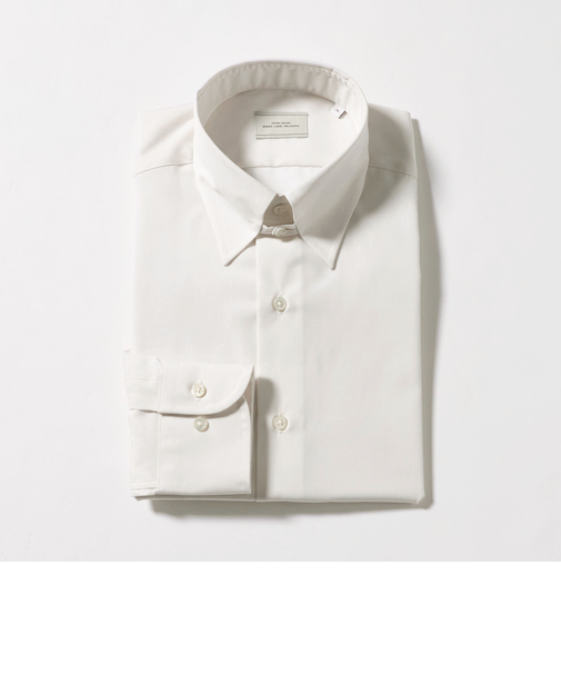 コットン ソリッド タブカラー ドレスシャツ -イージーアイロン-