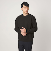 A+ ポリエステル タック モックネック 長袖 ニット -ウォッシャブル-