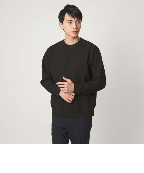 A+ ポリエステル タック モックネック 長袖 ニット -ウォッシャブル-