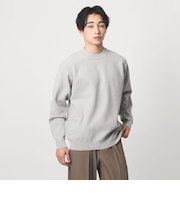 A+ ポリエステル タック モックネック 長袖 ニット -ウォッシャブル-