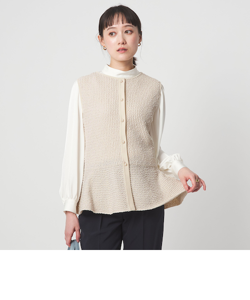 パイピング ペプラム ニット ジレ