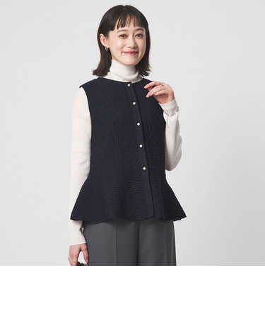 パイピング ペプラム ニット ジレ