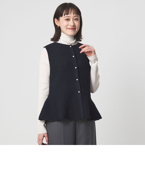 パイピング ペプラム ニット ジレ