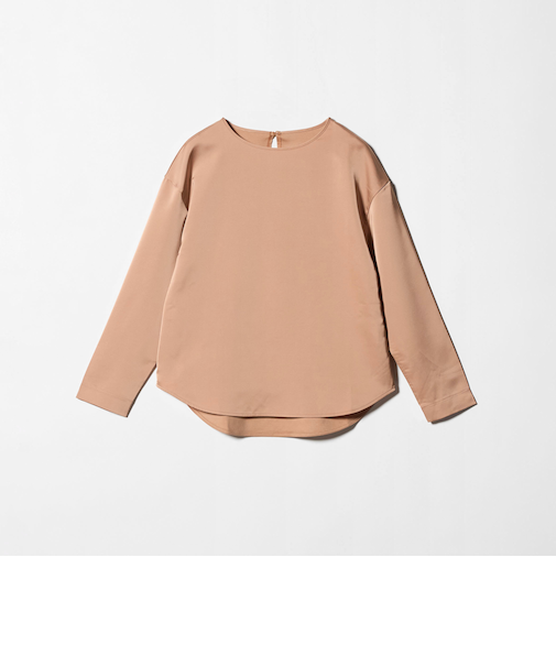 サテン ドッキング ラウンドヘム プルオーバー カットソー