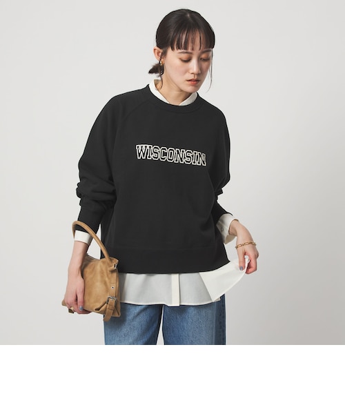 ＜Champion＞プリント スウェットプルオーバー 別注】＜Champion＞プリント スウェット プルオーバー｜グリーン