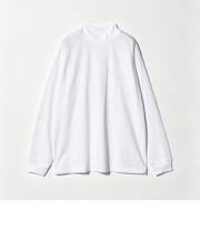 LONG FIBER COTTON クリア モックネック 長袖 Tシャツ