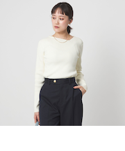 ＜1_OF MINE＞リブ アシンメトリー ネック プルオーバー ニット