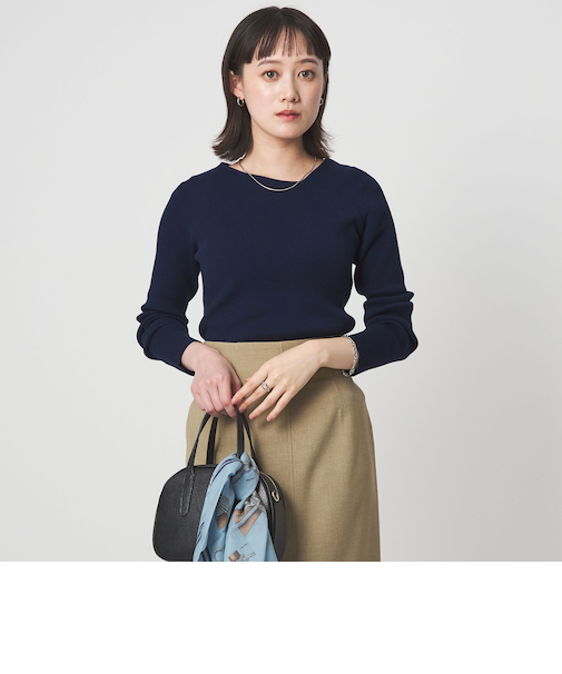 ＜1_OF MINE＞リブ アシンメトリー ネック プルオーバー ニット