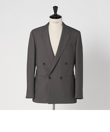 A+ ポリエステル シャークスキン ダブルブレスト 4B スタンダード セットアップ ジャケット -ウォッシャブル・ストレッチ-