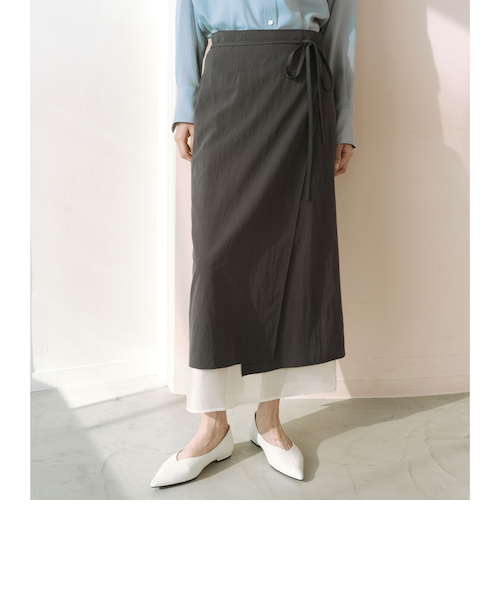 ラップレイヤードIラインスカート crewre online shop / ラップレイヤードIラインスカート
