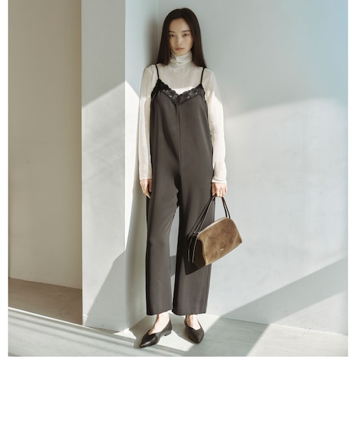 SEASONAL COLLECTION＞レース キャミソール オールインワン｜グリーン