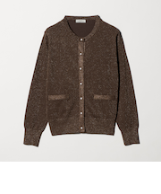 ラメ クルーネック ニット カーディガン