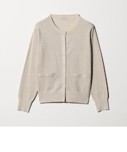 ラメ クルーネック ニット カーディガン