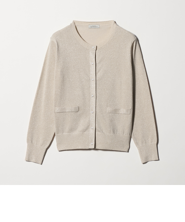 ラメ クルーネック ニット カーディガン