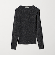 ラメ リブ クルーネック ニット プルオーバー