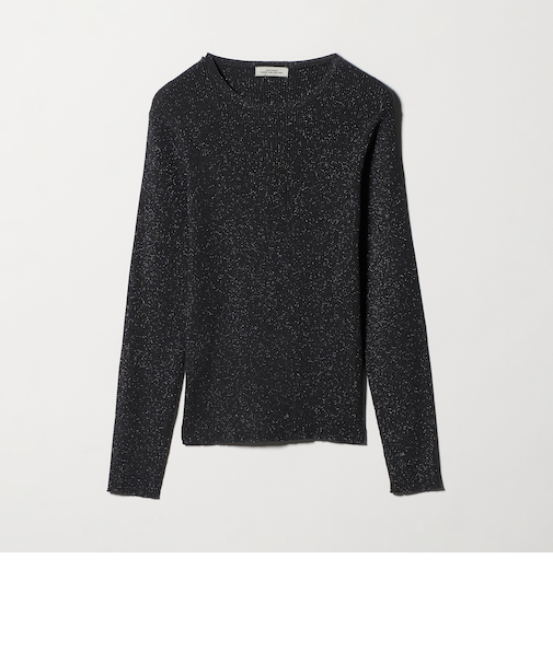 ラメ リブ クルーネック ニット プルオーバー