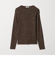 ラメ リブ クルーネック ニット プルオーバー