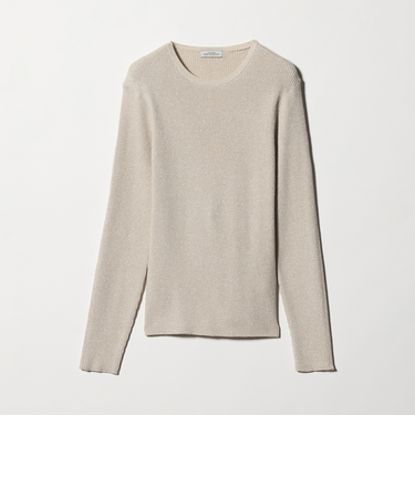 ラメ リブ クルーネック ニット プルオーバー