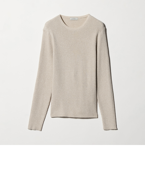 ラメ リブ クルーネック ニット プルオーバー