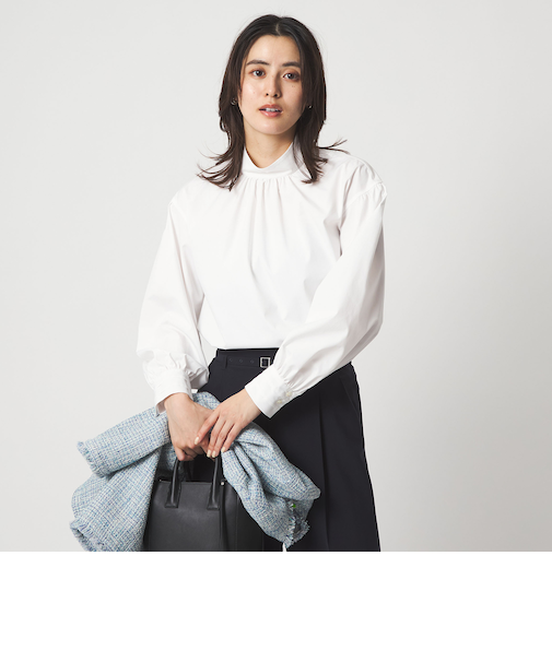 ［size SHORTあり］ハイネック ボリューム スリーブ ブラウス