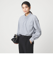 ［size SHORTあり］ハイネック ボリューム スリーブ ブラウス