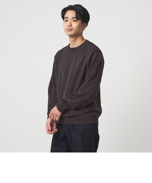 コットン シルク ミックス インレイ クルーネック ニット