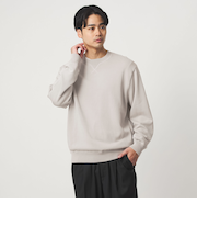 コットン シルク ミックス インレイ クルーネック ニット