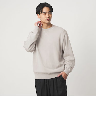 コットン シルク ミックス インレイ クルーネック ニット