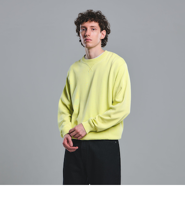 コットン シルク ミックス インレイ クルーネック ニット