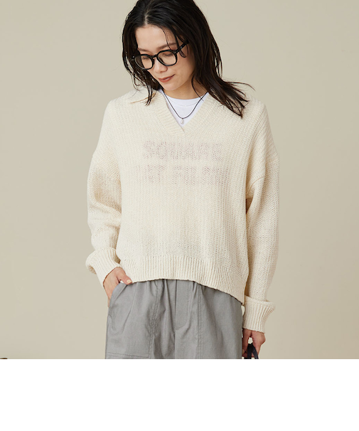 テープヤーン スキッパー プルオーバー ニット ウォッシャブル