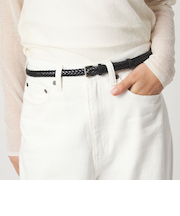 レザー ナロー メッシュベルト