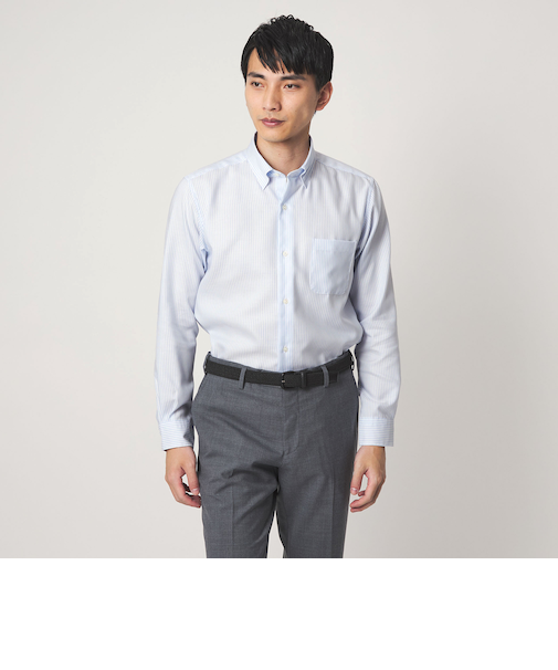 エブリット コットンオックス ストライプ スナップ ボタンダウン シャツ -イージーアイロン-