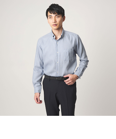 エブリット コットンオックス ギンガムチェック スナップ ボタンダウン シャツ -イージーアイロン-