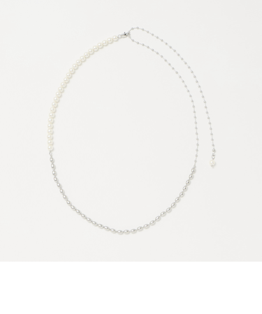 2WAY ボールチェーン＆フェイクパール ネックレス